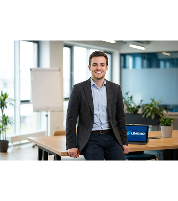 Learmo ambassador in a modern office